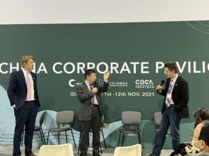 Matt Ives, Myles Allen and Zheng Li at COP26