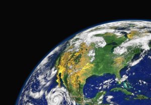 Globe from above representing net zero climate