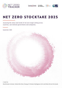 A cover of a report. The title is: "Net Zero Stocktake 2025".